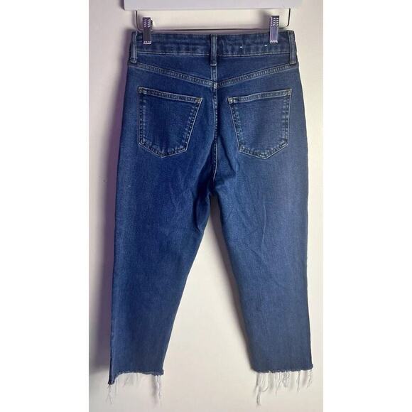 Boden High Rise Button Relaxed Stretch Straight Jeans Ankle Raw Hem Sz 6 Petite - Picture 3 of 9
